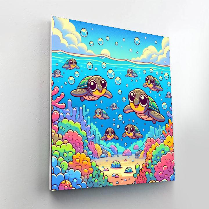Curious Sea Turtles Painting By Numbers Kit