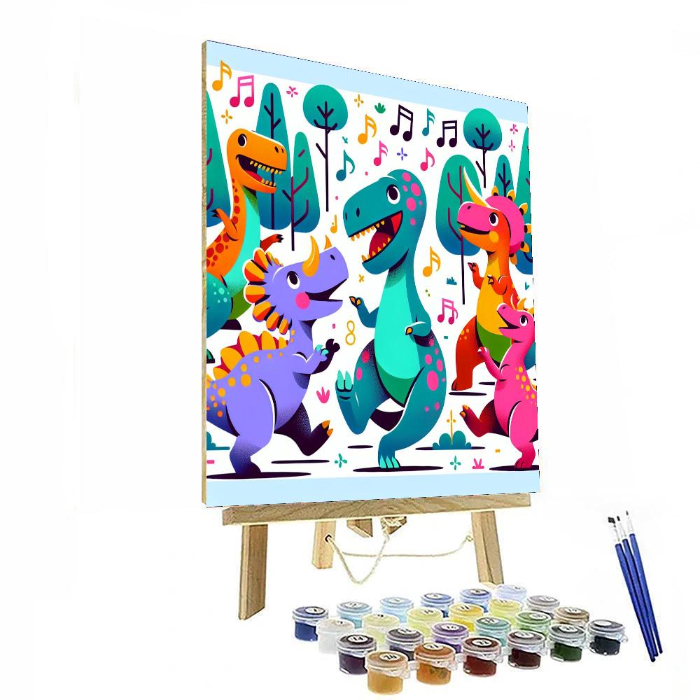 Joyful Dino Dance Party Painting By Numbers Kit