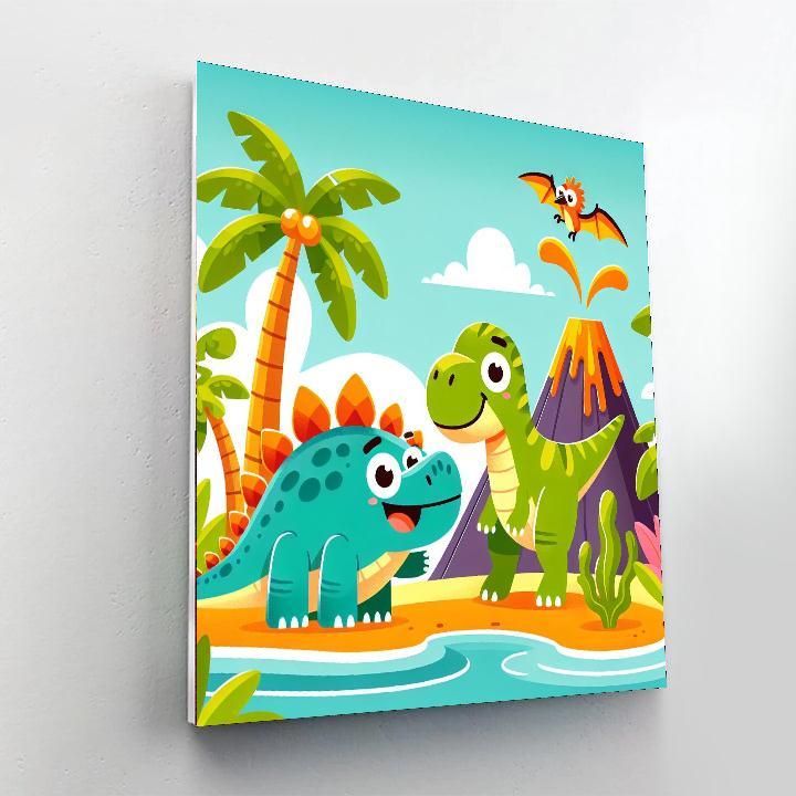 Dinosaur Island Paint By Numbers Art