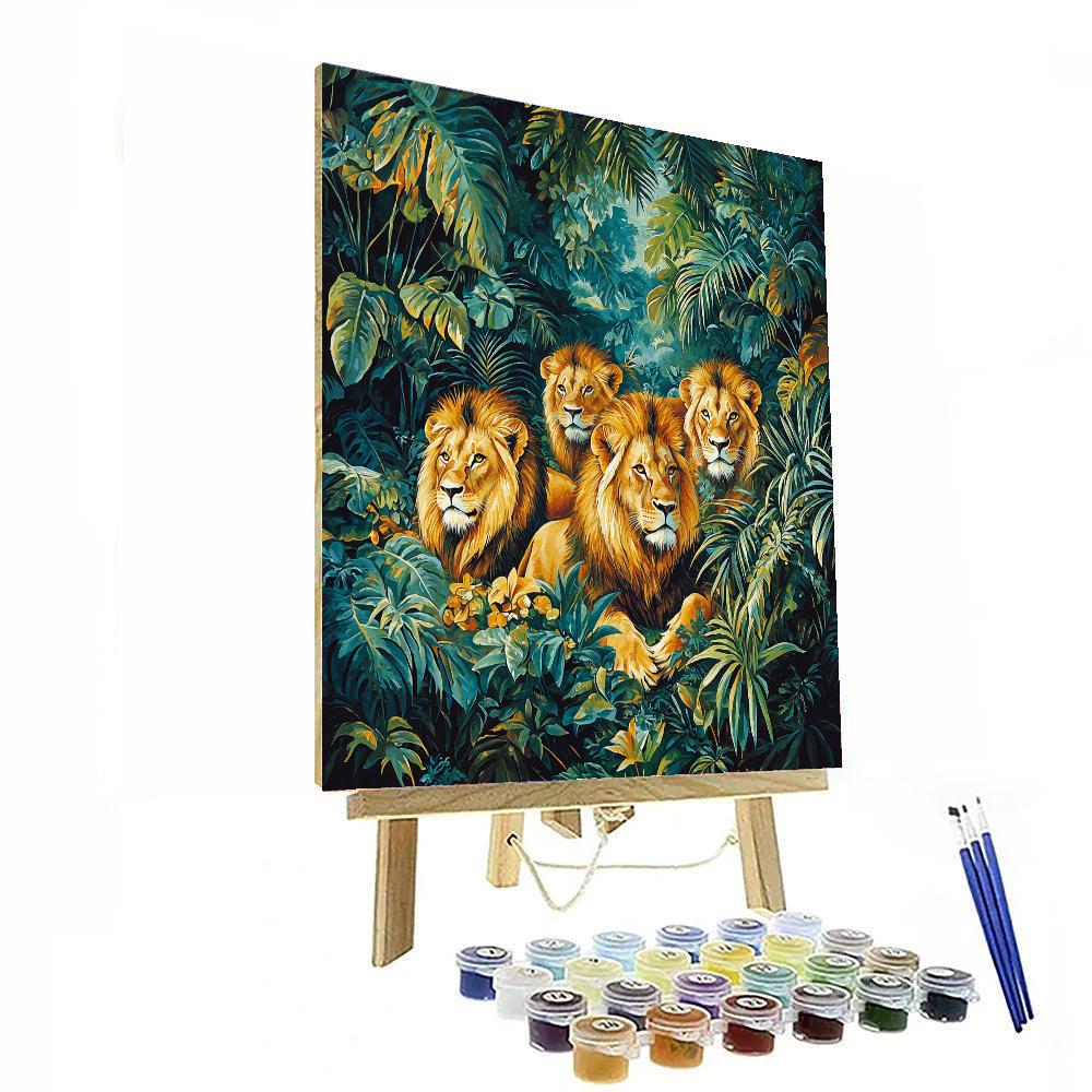 Henri Rousseau Inspired Majestic Lions In Harmony  Paint By Numbers Kits