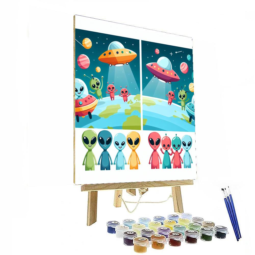 Cute Aliens From Planet Zog Number Painting