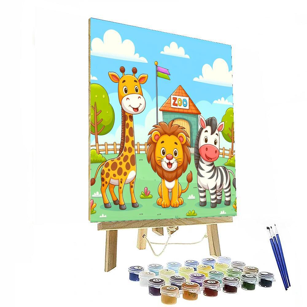 Whimsical Zoo Fun Paint By Numbers Art