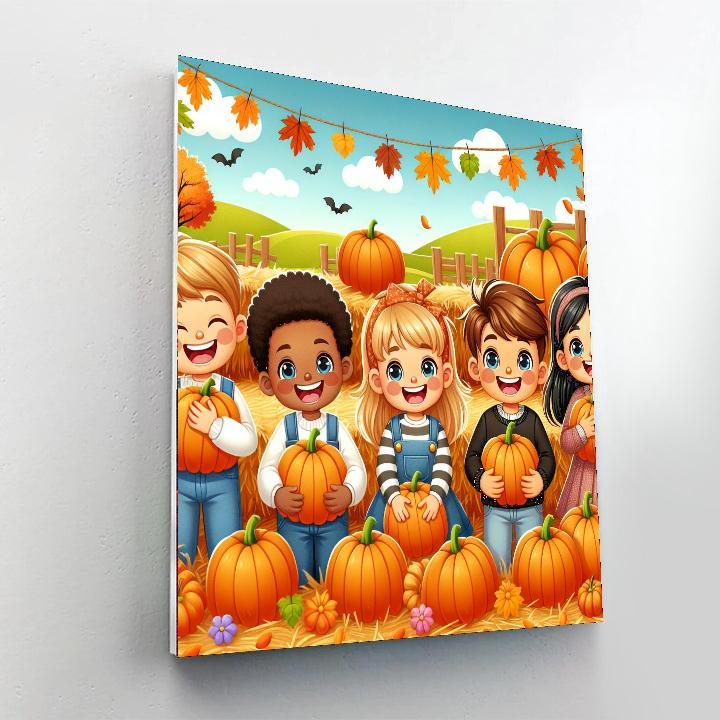 Cheerful Pumpkin Patch Paint By Numbers Art