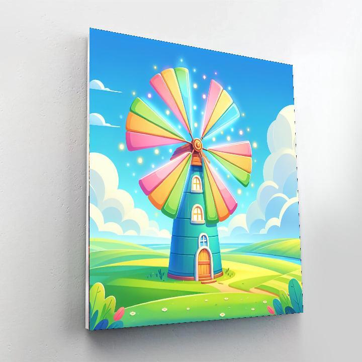 Colorful Windmill Painting By Numbers Kit