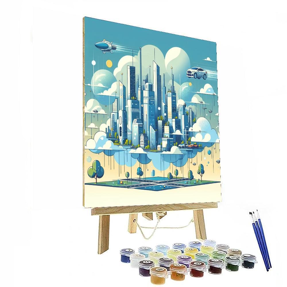 Futuristic Sky City Paint By Number