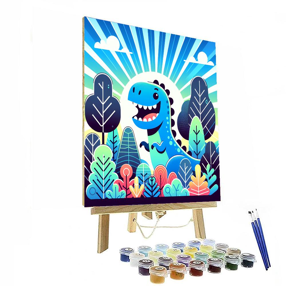Lively T-rex Paint By Numbers Art