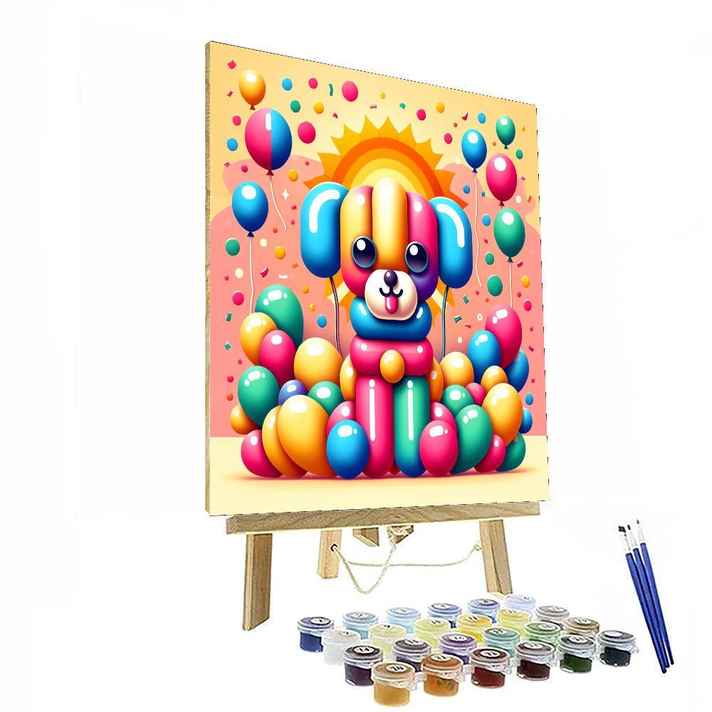 Bright Balloon Puppy Paint By Color