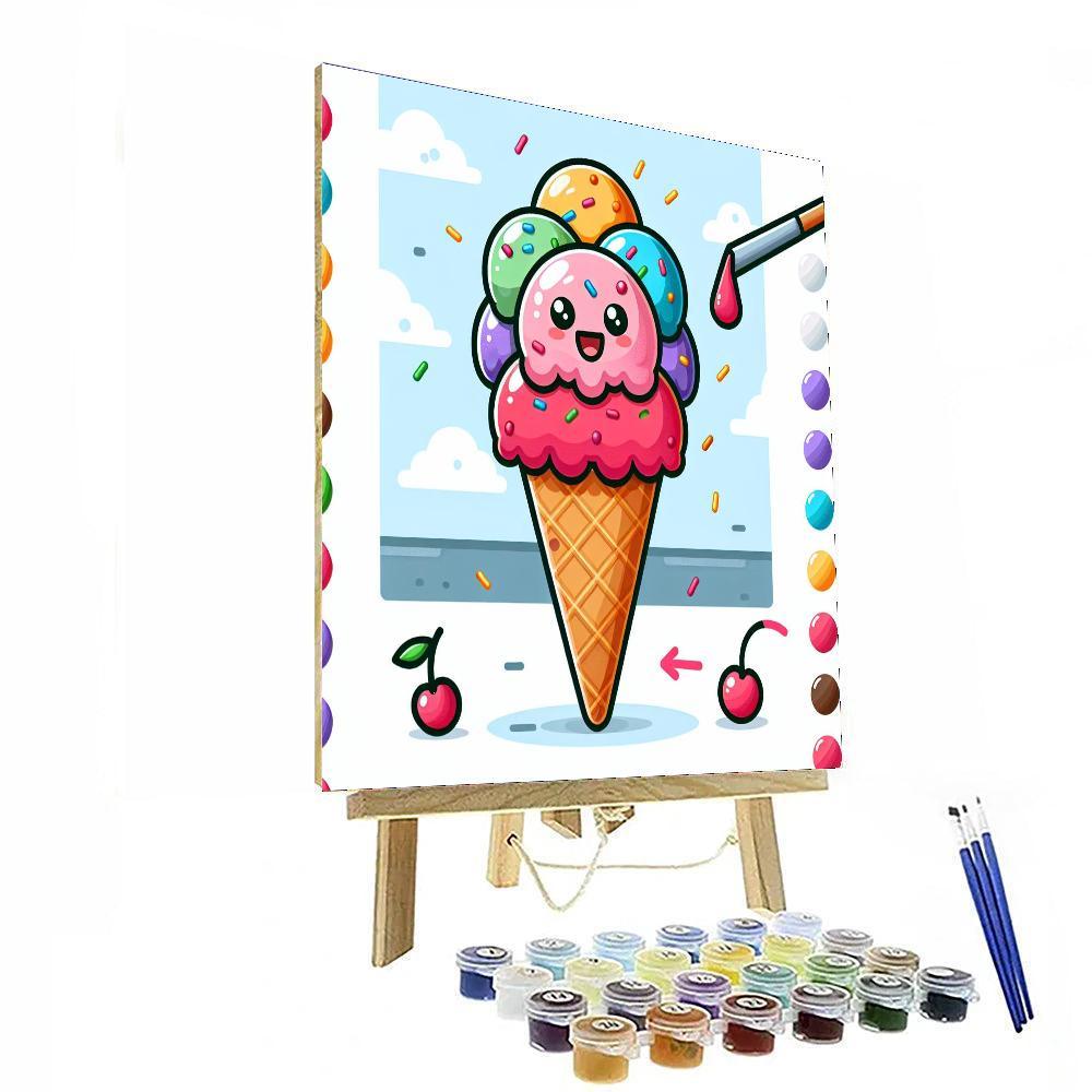 Sweet Ice Cream Cone Number Painting