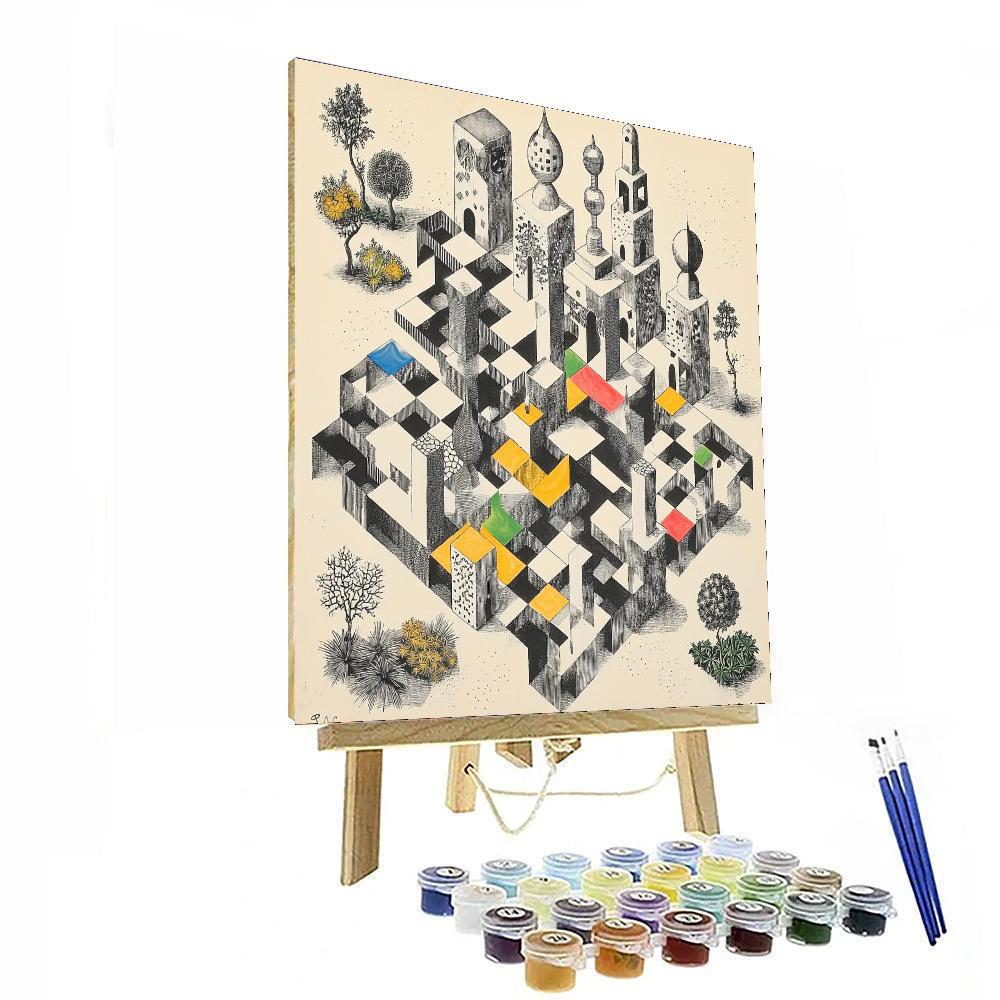 M.C. Escher Inspired Whimsical Geometries  Paint By Numbers