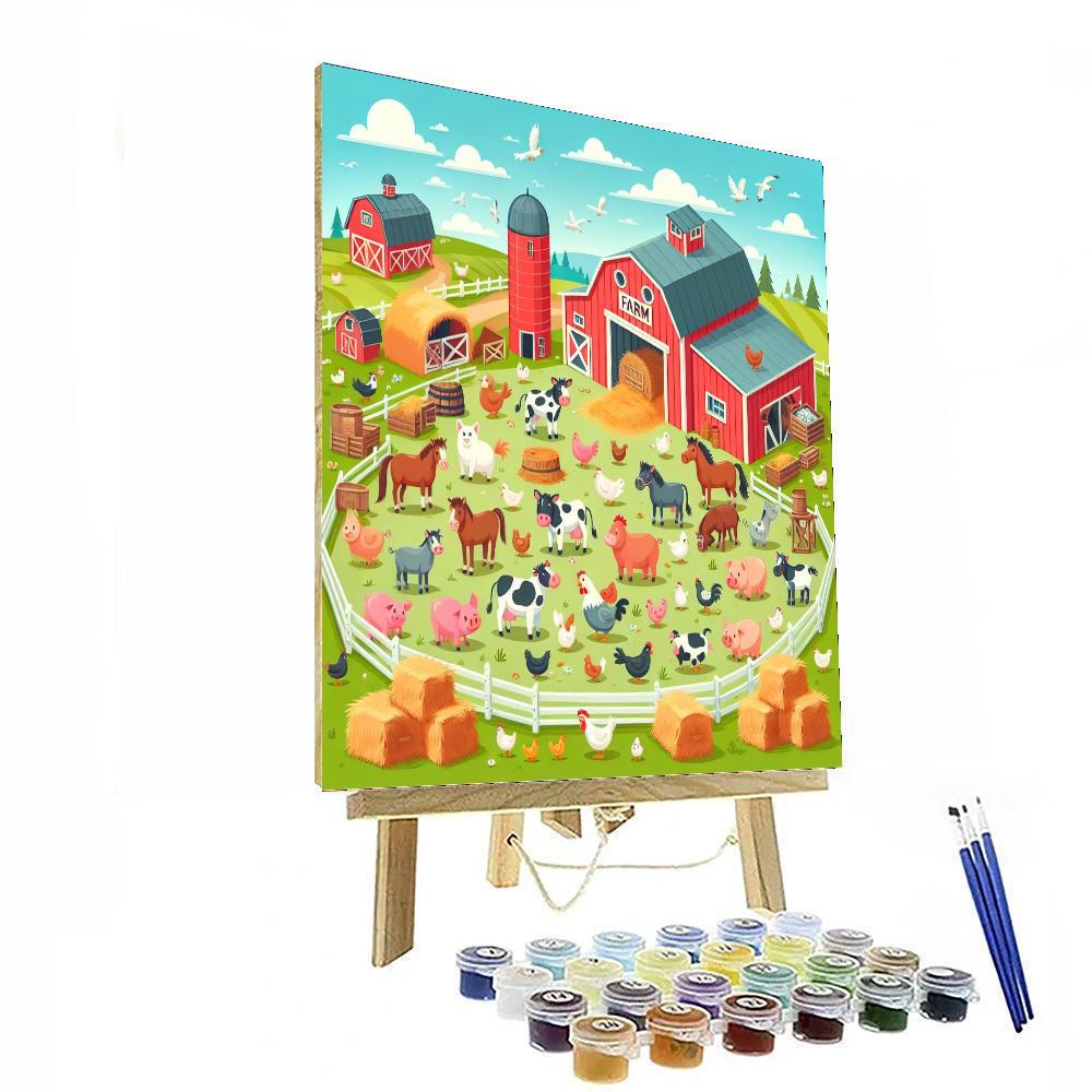 Charming Farmyard Festival Painting Number Kit