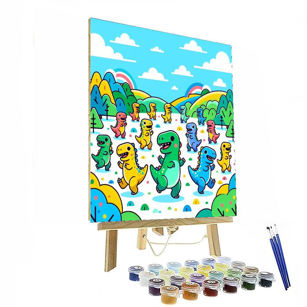 Dancing Dinosaurs In The Valley Painting By Numbers Kit