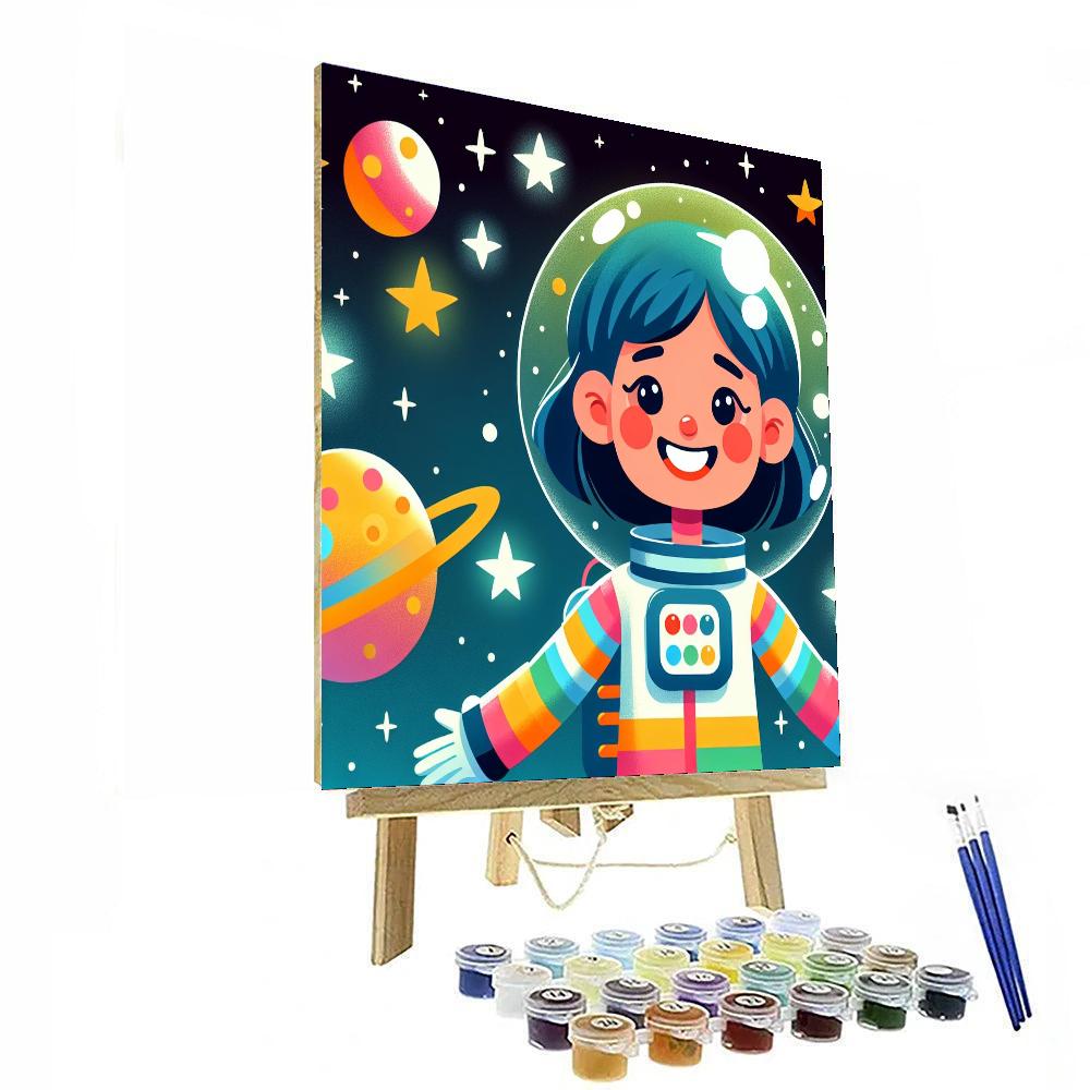 Joyful Little Astronaut Number Painting