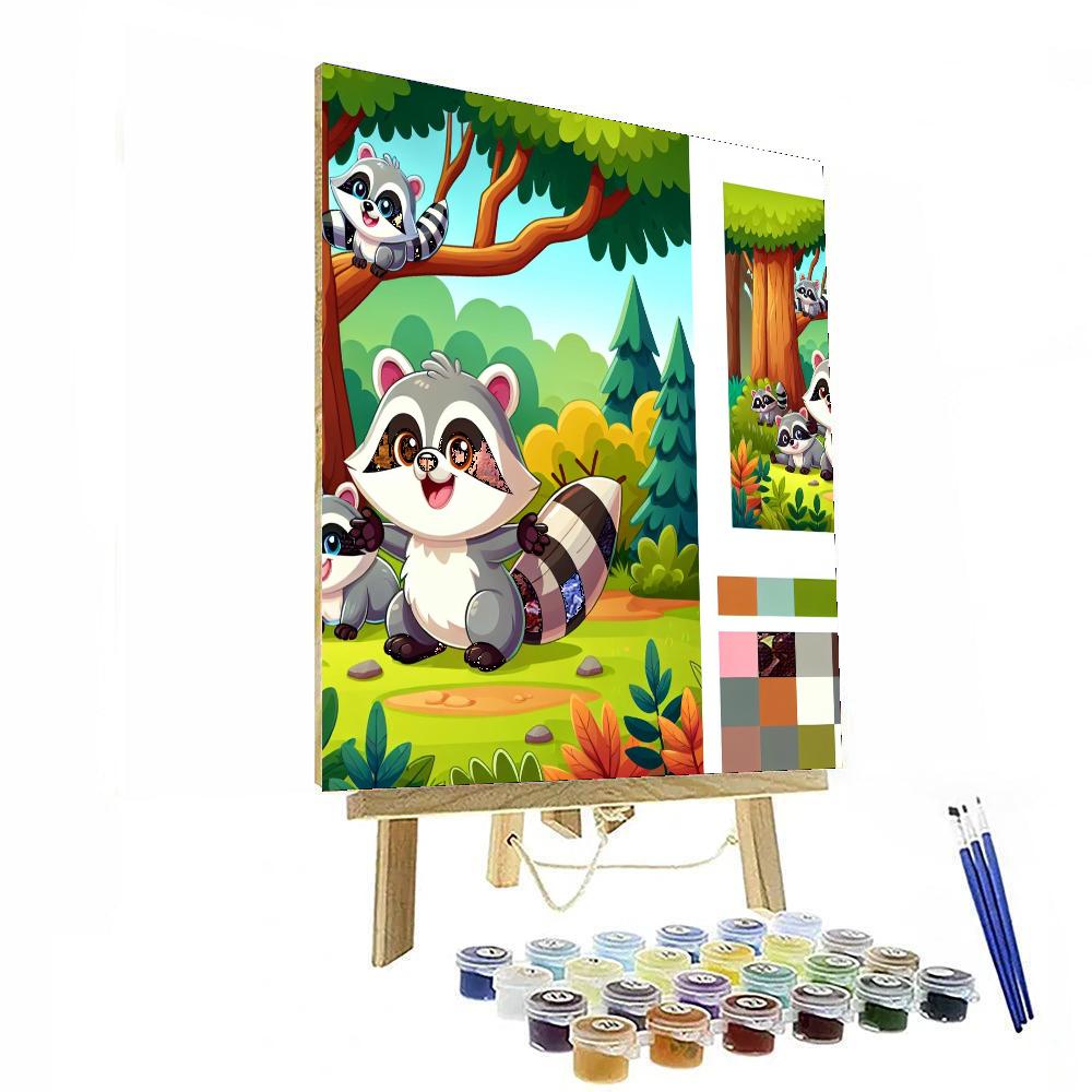 Roaming Raccoons Painting Number Kit
