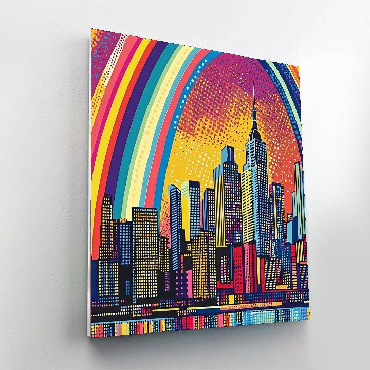 Roy Lichtenstein Inspired Rainbow City Reflections  Paint By Numbers