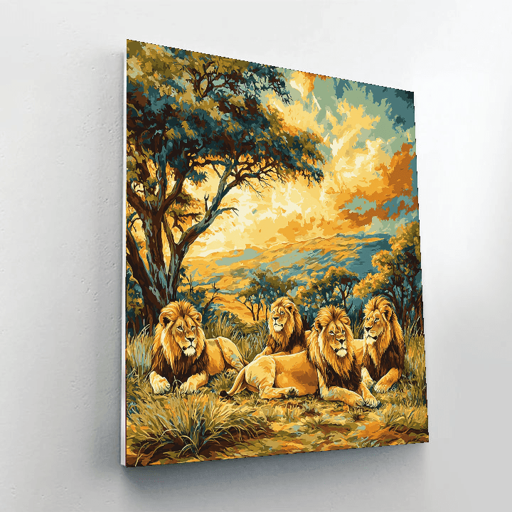 John James Audubon Inspired Majestic Lions In The Wild  Paint By Numbers Art