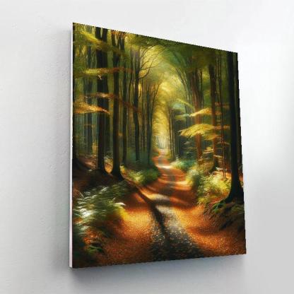 Golden Woodland Path Number Painting