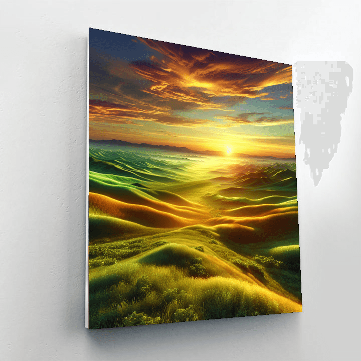 Majestic Sunrise Over Hills Number Painting