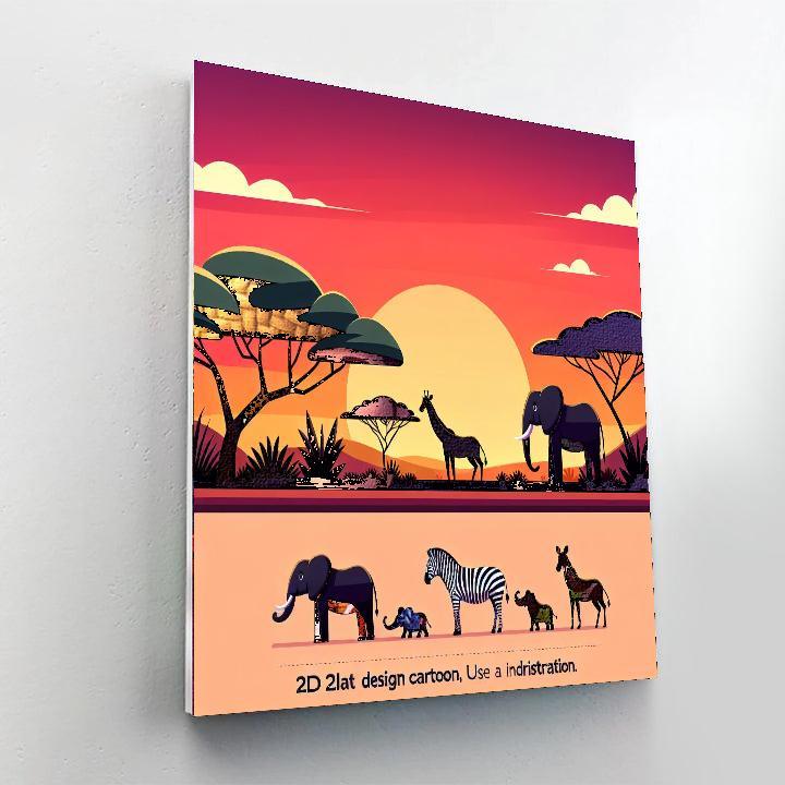 Sunset Safari Gathering Paint By Number