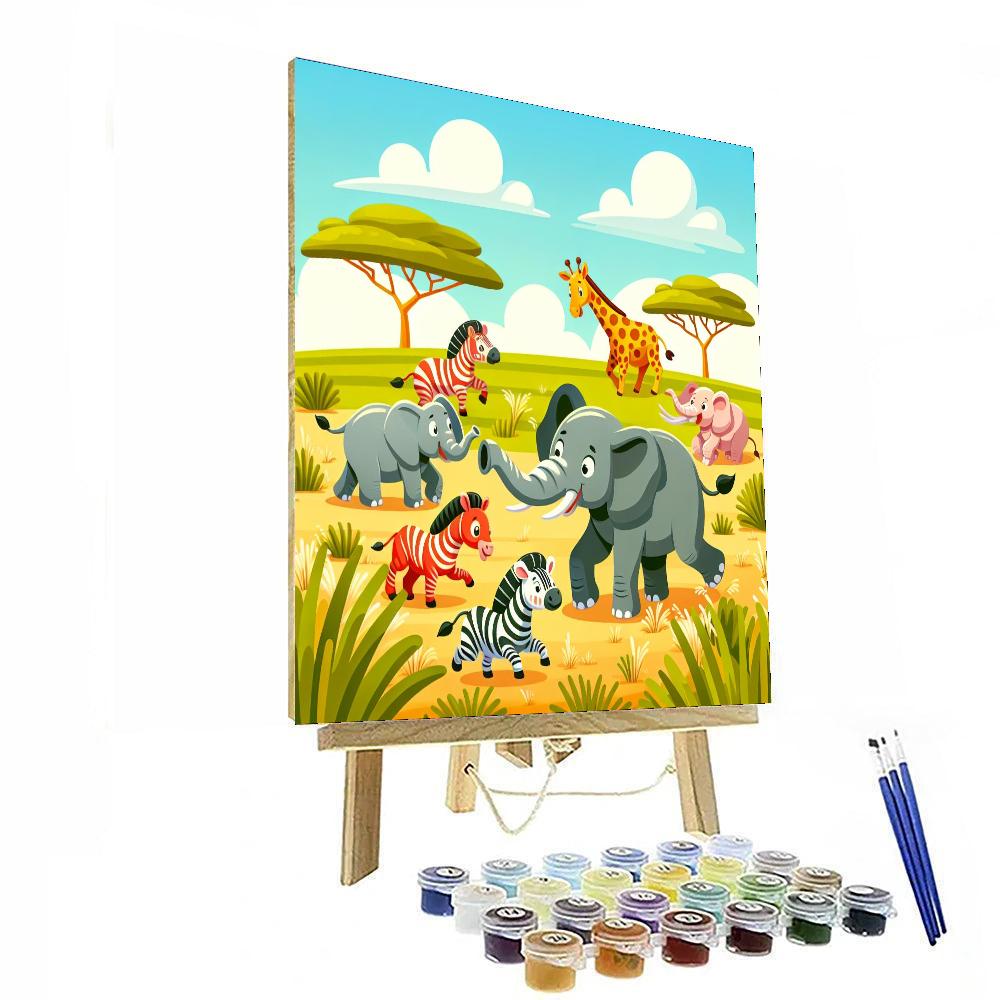 Energetic Safari Scene Paint By Numbers Kits