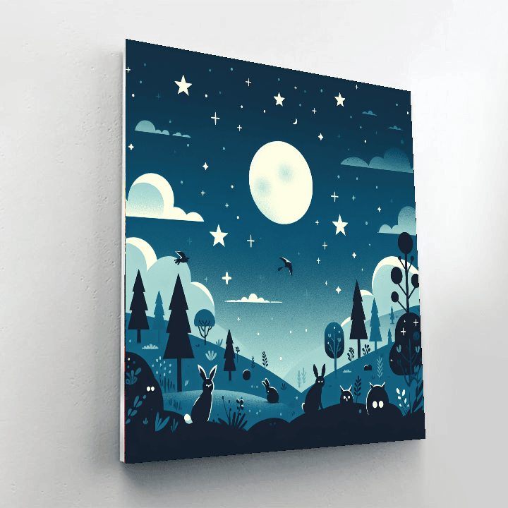 Enchanted Moonlit Night Number Painting