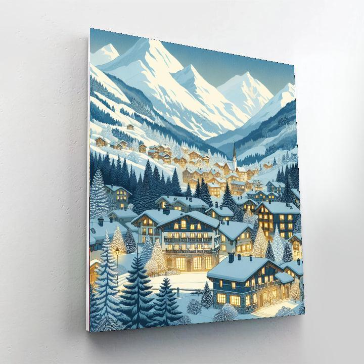 Quaint Alpine Village Number Painting