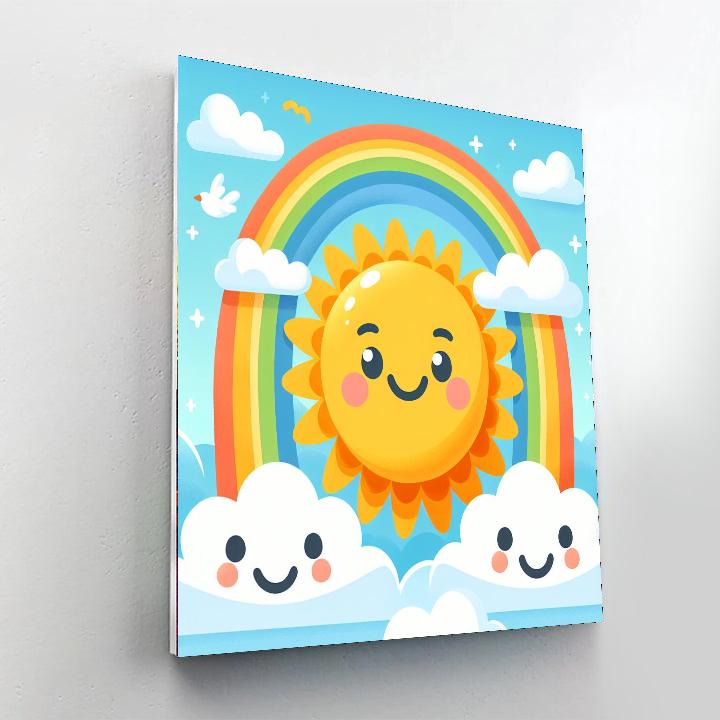 Cheerful Clouds And Sun Paint By Number