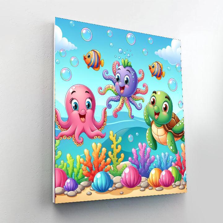 Whimsical Sea Creatures Number Painting