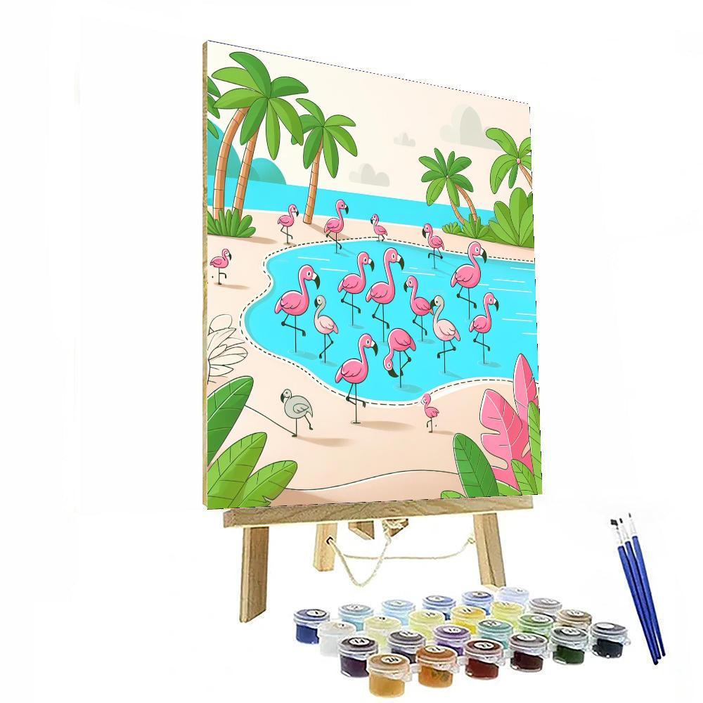 Friendly Flamingo Frolic Paint By Numbers