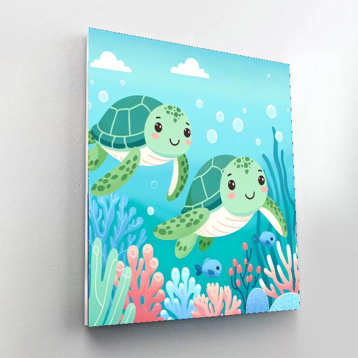Gentle Sea Turtles Paint By Numbers Art
