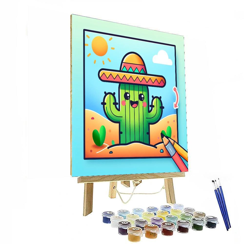 Colorful Cactus Paint By Numbers Art