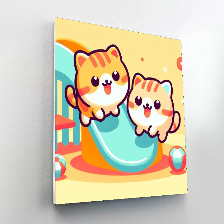 Mischievous Kitten Playground Painting By Numbers Kit