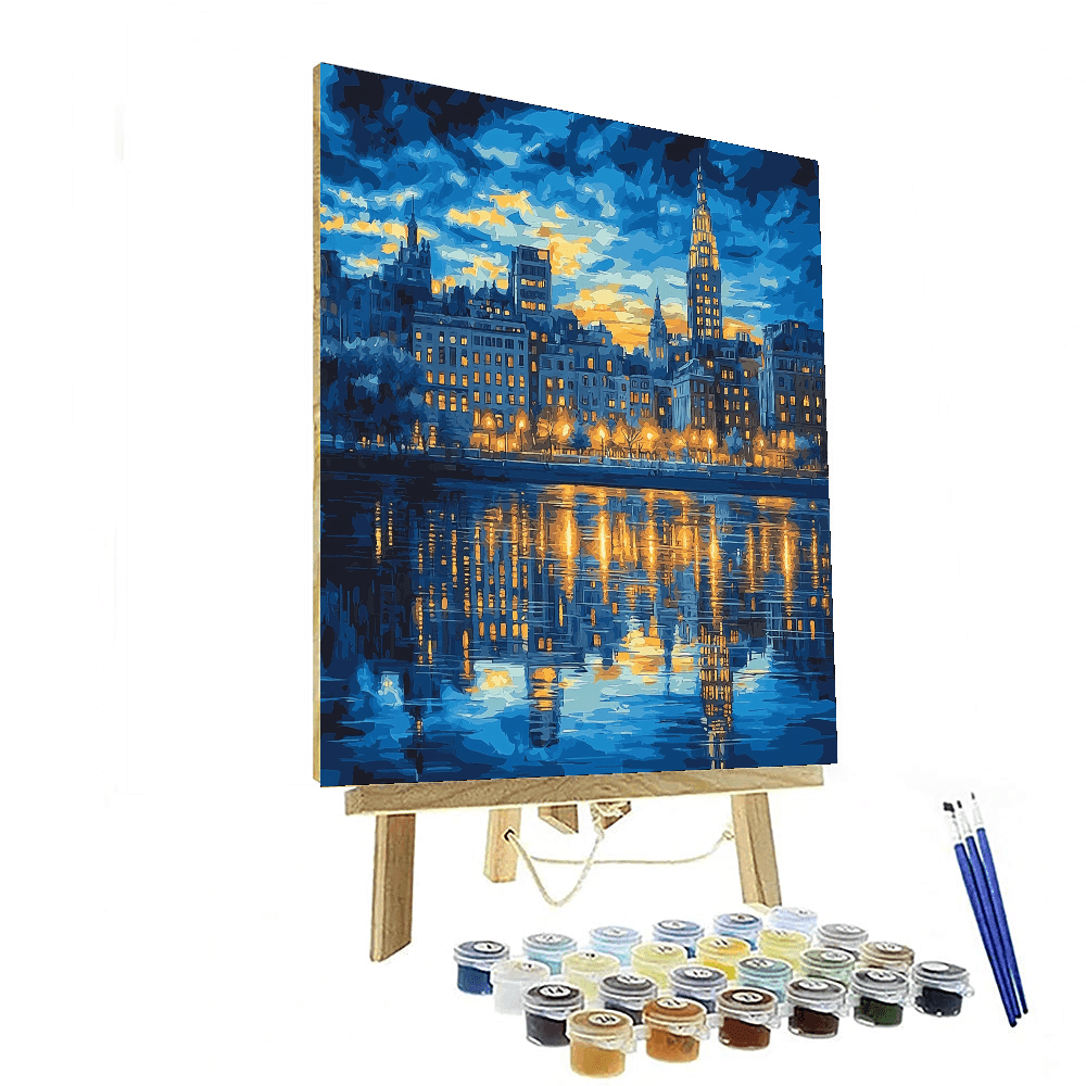 Edward Hopper Inspired Urban Symphony At Dusk  Paint By Numbers