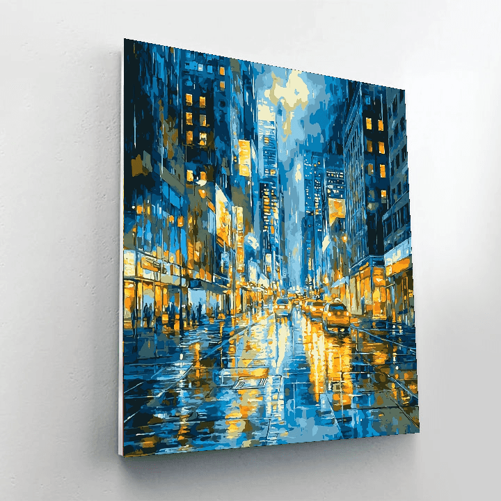 Edward Hopper Inspired City Lights In The Rain  Paint By Numbers Kits