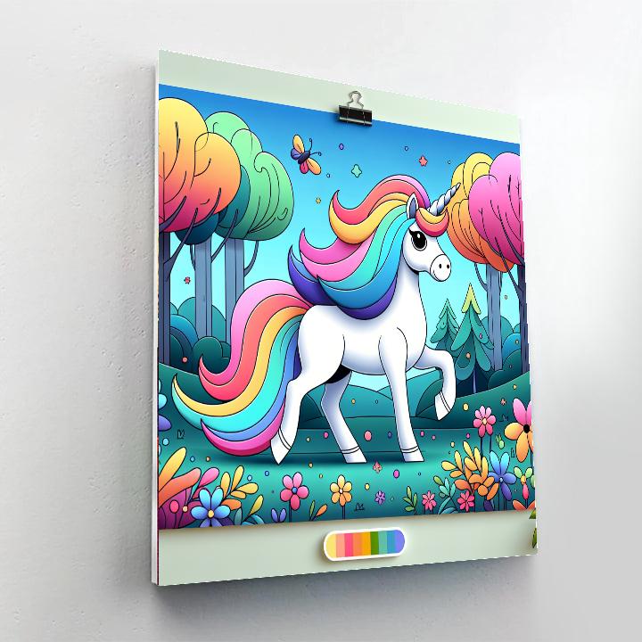 Dreamy Unicorn's Magical Forest Paint By Numbers Art