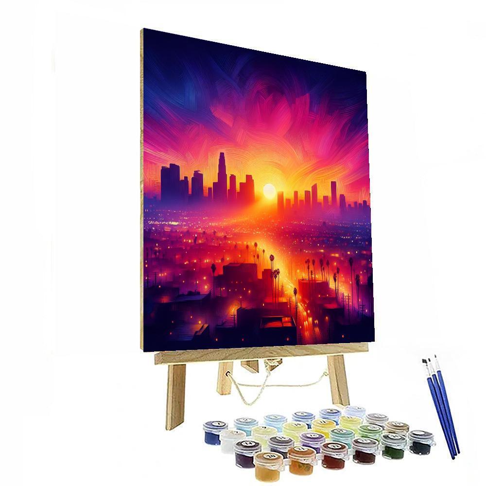 Vibrant Sunset Boulevard Paint By Numbers Art