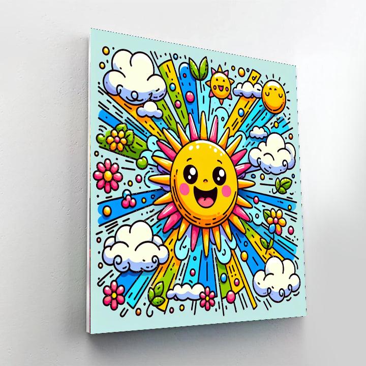 Happy Sun And Clouds Numbered Painting Kits