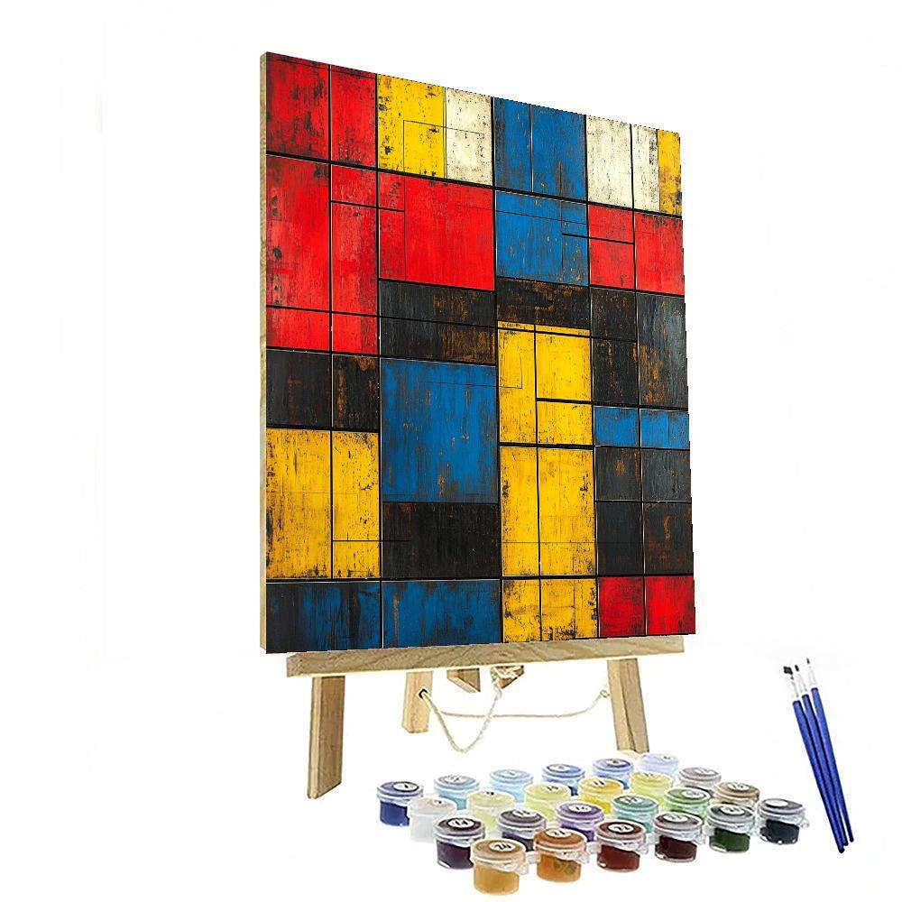 Mondrian Inspired Abstract Urban Rhythm  Number Painting