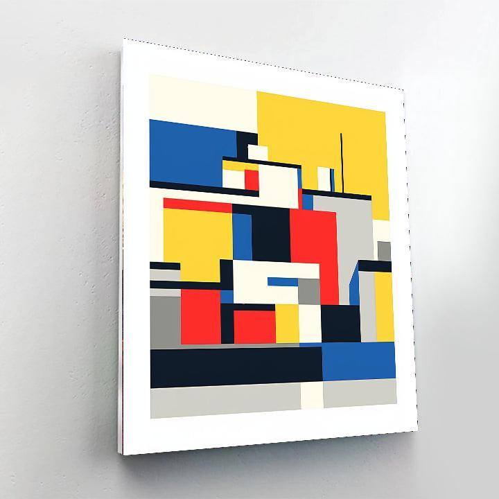Piet Mondrian Inspired Minimalist Urban Reflection  Paint By Numbers