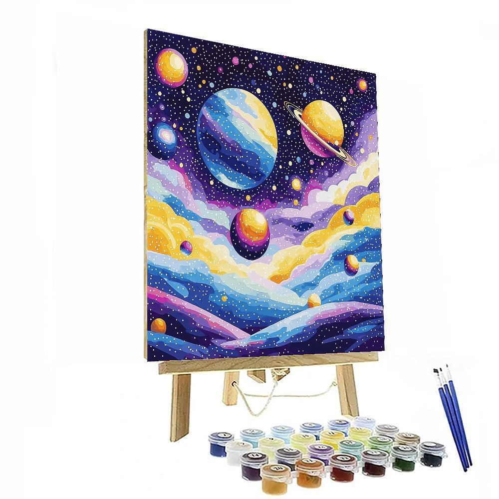 Georges Seurat Inspired Colorful Universe  Painting Number Kit