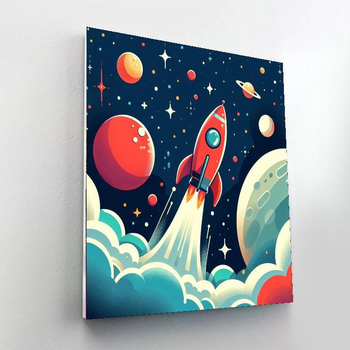 Galactic Rocket Launch Painting Number Kit
