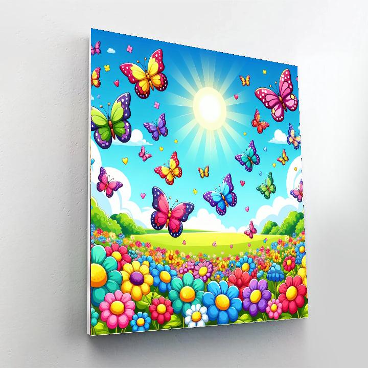 Charming Butterfly Chase Paint By Numbers Art