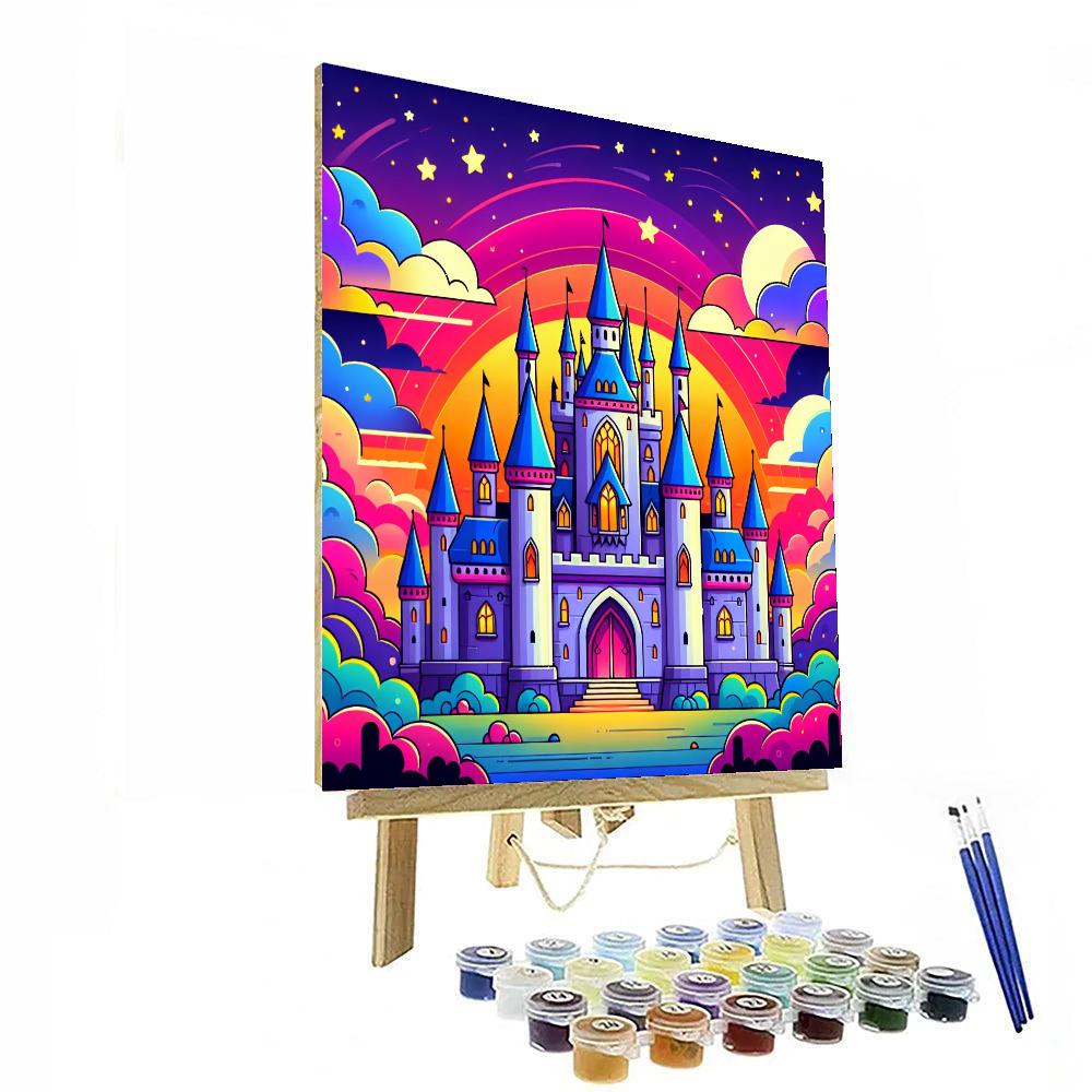 Magical Castle At Sunset Paint By Numbers Art