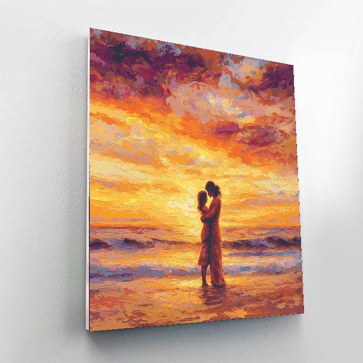 Sunset Beach Hugs Number Painting