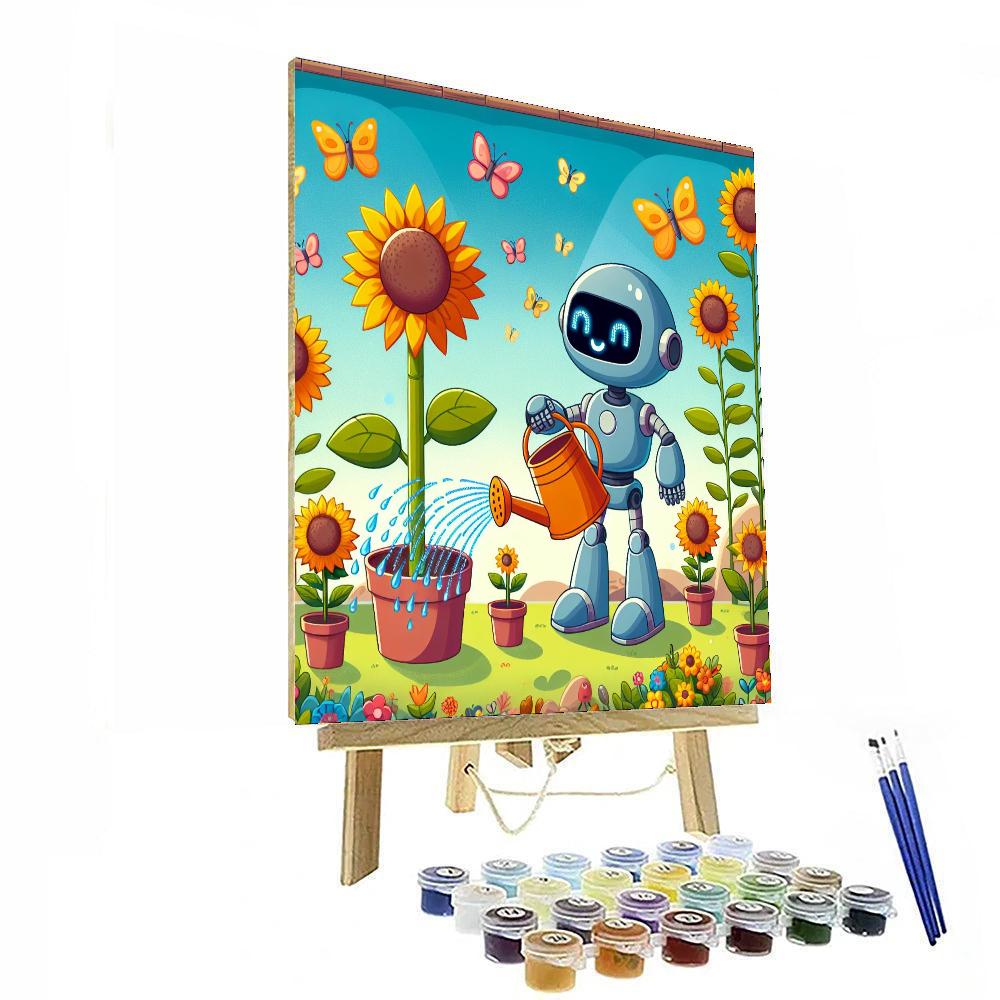 Happy Robot's Garden Number Painting
