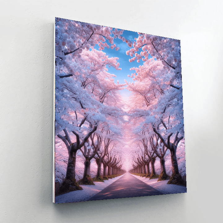 Charming Cherry Blossom Lane Painting Number Kit