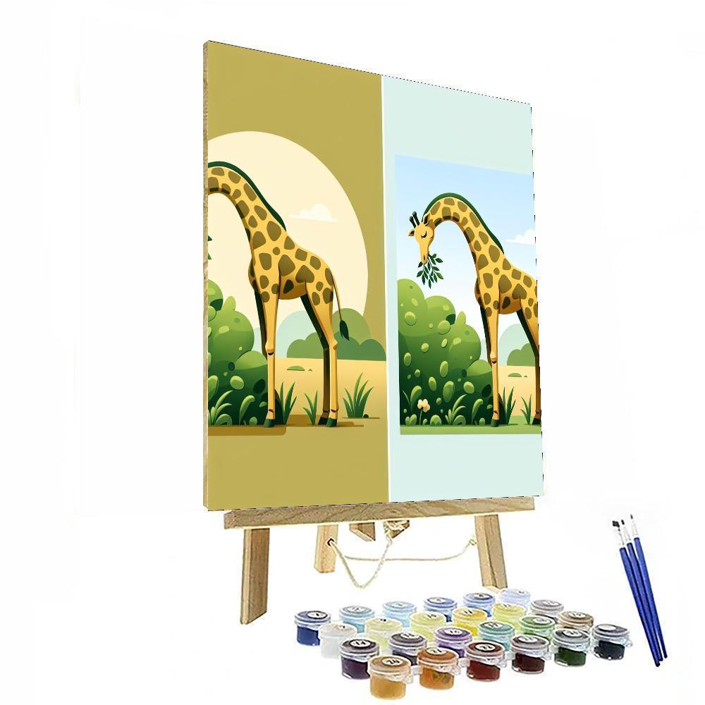 Gentle Giraffe Grazing Paint By Color