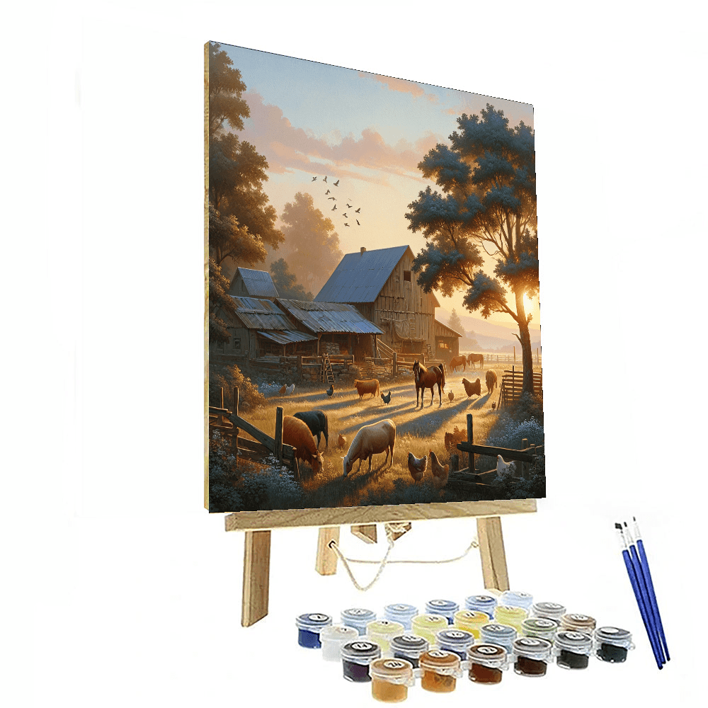 Idyllic Farmstead Morning Number Painting