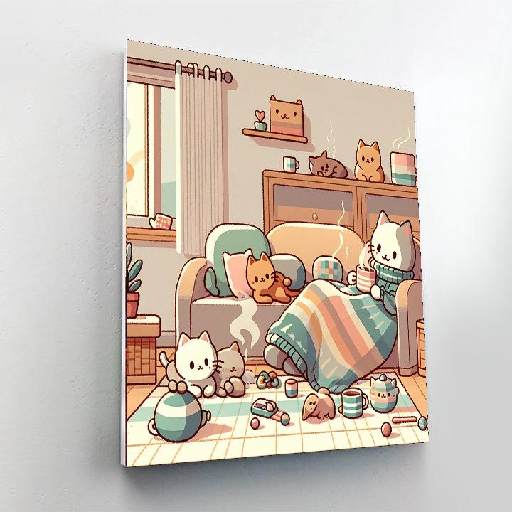 Friendly Feline Friends Painting Number Kit