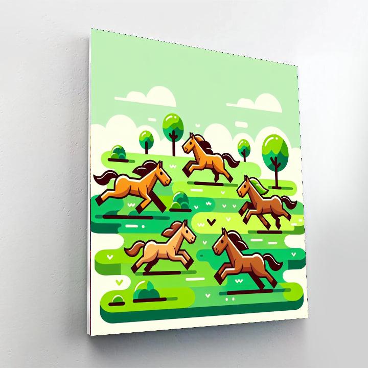 Galloping Through Grasslands Paint By Numbers Art