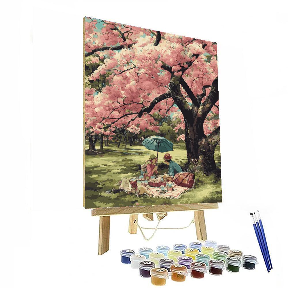 Picnic Under The Cherry Blossoms Paint By Numbers Kits